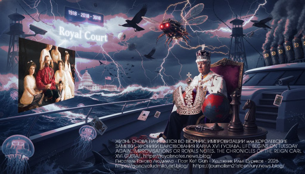 Modern Art Fantasy Collage King Charles III, Romanovs -Artist Ilya Tsurikov & Поэт Ket Gun