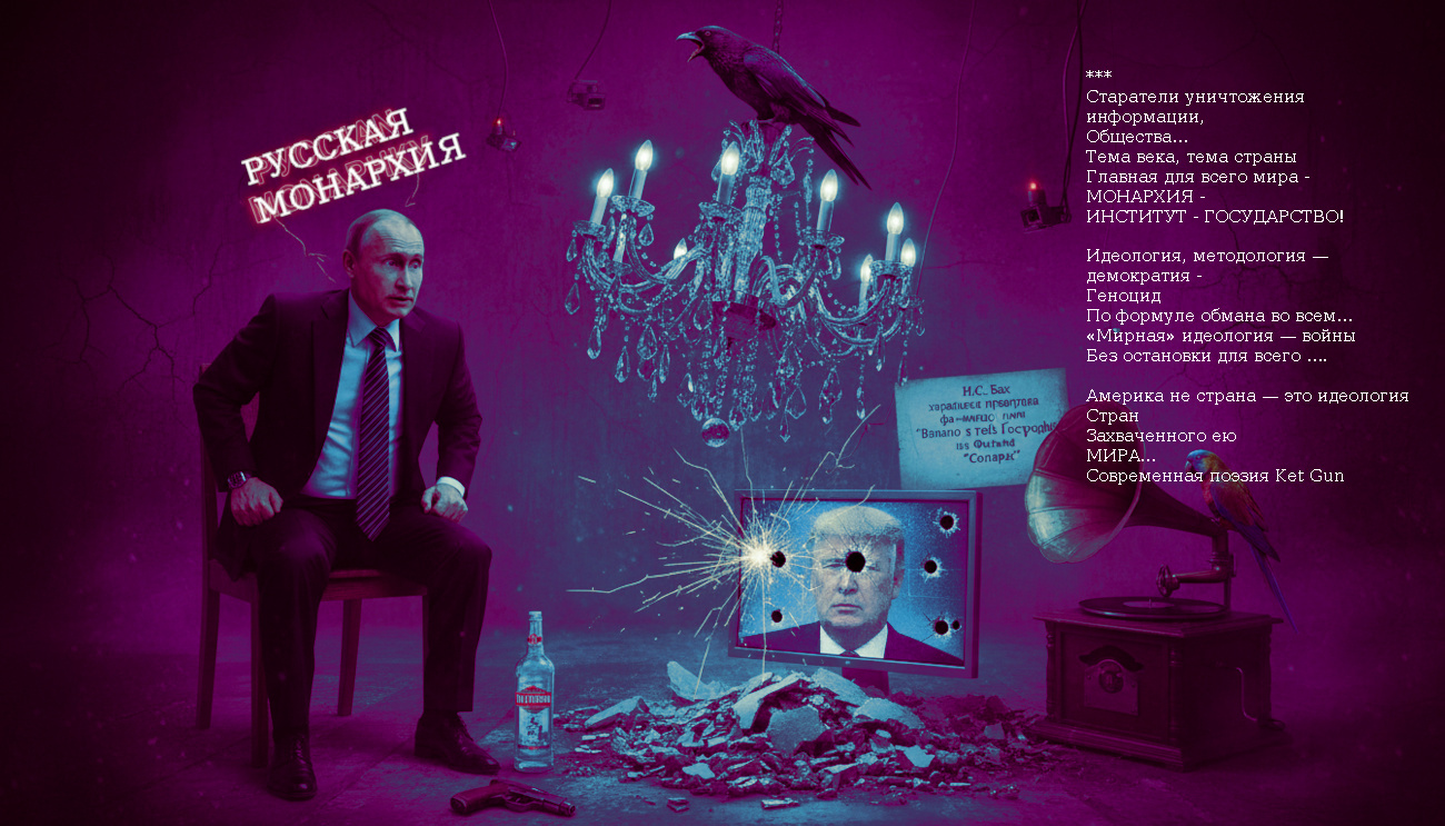 Modern Art Fantasy Collage Putin Trump - Writer Ganova Ludmila Novel about restoration of legitimate political power in Russia MONARCHY of ROMANOVS - Novel RUSSIAN MONARCHY-2010 - Artist Ilya Tsurikov & Поэт Ket Gun Modern Art Fantasy Collage Putin Trump - Writer Ganova Ludmila Novel about restoration of legitimate political power in Russia MONARCHY of ROMANOVS - Novel RUSSIAN MONARCHY-2010 - Artist Ilya Tsurikov & Поэт Ket Gun